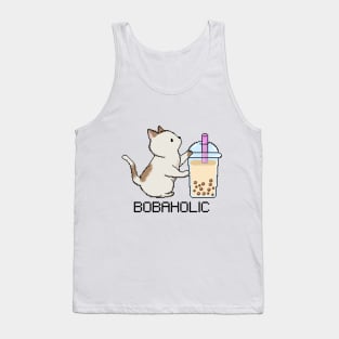 Bobaholic Pixel Kitty Loves Boba Tea! Tank Top